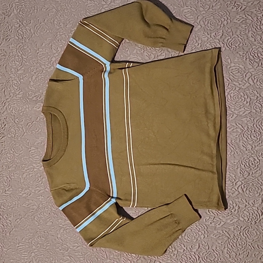 Olive green and brown sweater